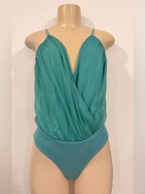 Caribbean Queen Teal Wrap-Front Bodysuit